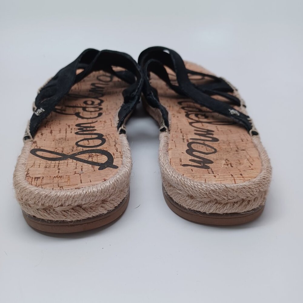 Sam Edelman Sandals Averie‎ Strappy Slide Black Leather Espadrille Women 10 - Picture 5 of 13